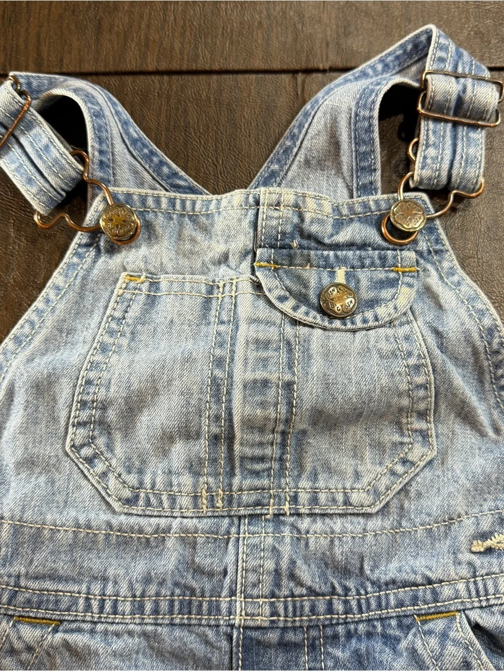 OshKosh B’gosh Denim Kids Vestbak Overalls with Front Bib Pocket Sz 24M